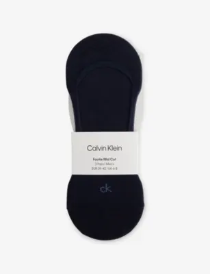 CALVIN KLEIN Branded Set of Three Cotton-Blend Socks - 5.5-8