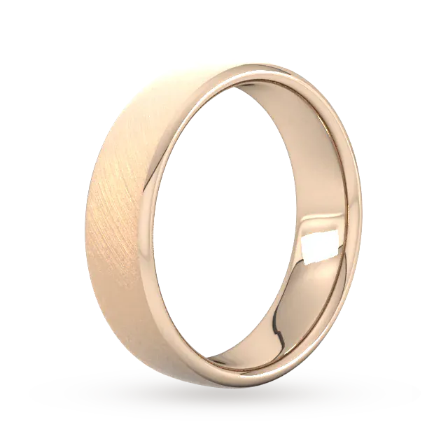For Him 6mm Slight Court Standard Diagonal Matt Finish Wedding Ring In 18 Carat Yellow Gold detail 2