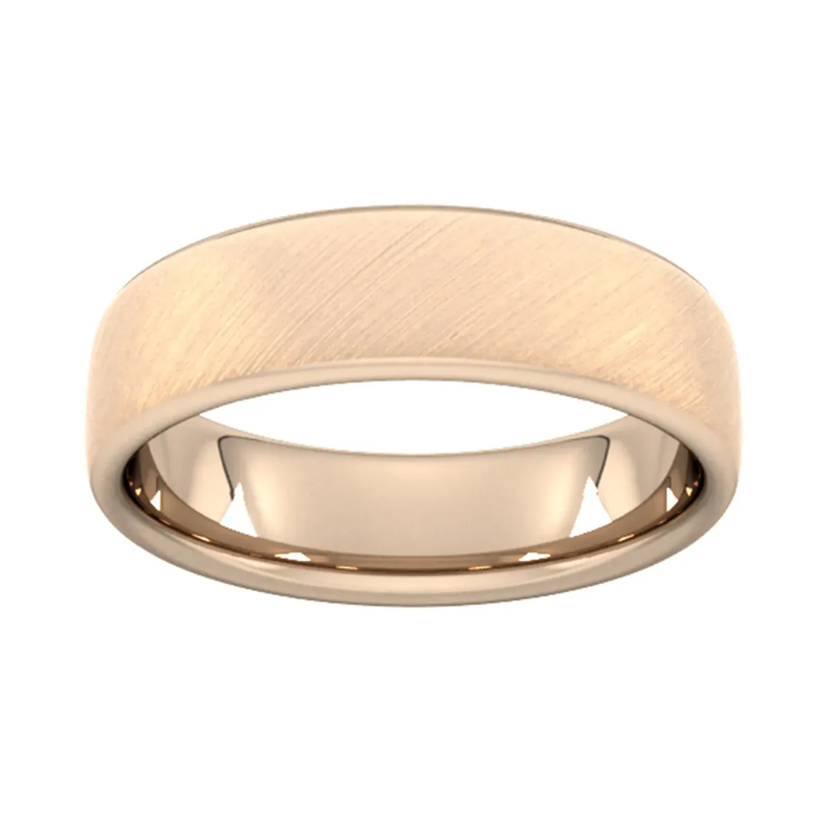 For Him 6mm Slight Court Standard Diagonal Matt Finish Wedding Ring In 18 Carat Yellow Gold