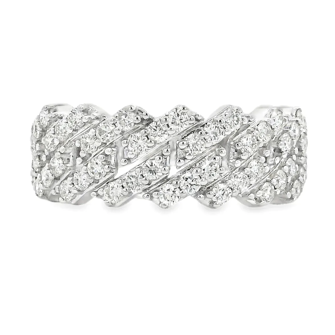 ANNA - CONSCIOUS DIAMONDS 14K Gold One Row Diamond Cuban Link Ring 65971 in White Gold / 7 – Ring