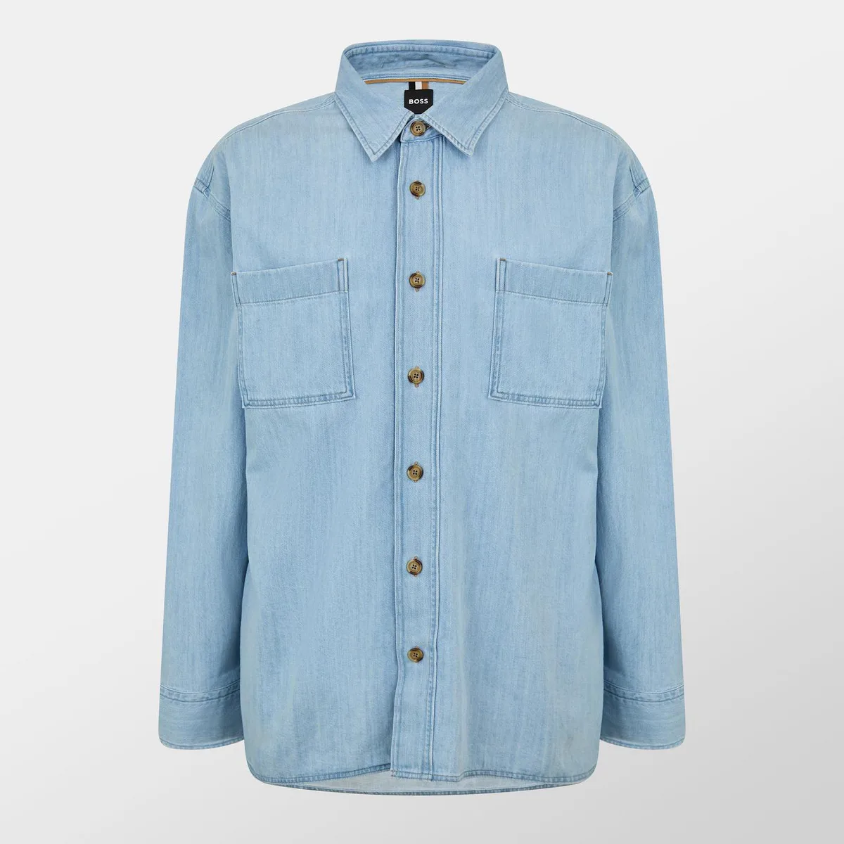 Boss Men's H-CORY Denim Long Sleeve Patterned Shirt
