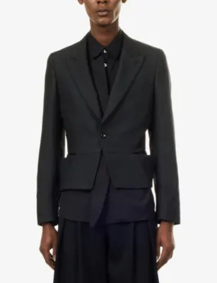 COMME DES GARCONS HOMME PLUS Cropped Split-Side Woven Blazer detail 3
