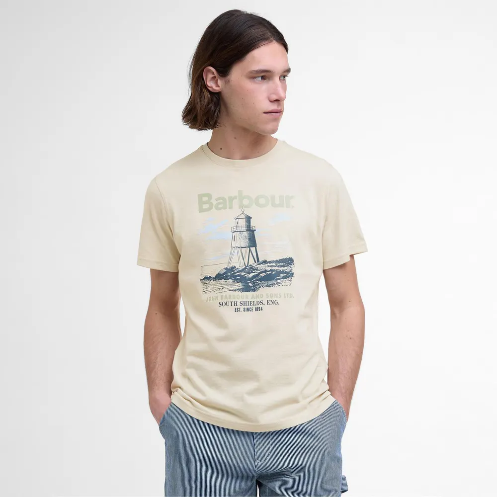 Barbour Men's Harbourside T-Shirt in Oatmeal BE72, additional product view 2
