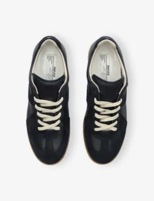 MAISON MARGIELA Replica Panelled Leather Trainers - EUR 45 / 11 UK MEN in Navy, additional product view 2