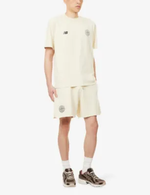 STONE ISLAND x New Balance Logo-Embellished Cotton Sweat Shorts detail 2