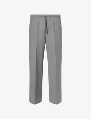 FRAME Easy Wide Leg Wool And Linen Trousers