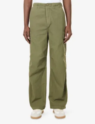PALMES Herringbone-Pattern Cotton Cargo Trousers detail 3