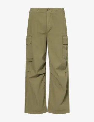 PALMES Herringbone-Pattern Cotton Cargo Trousers