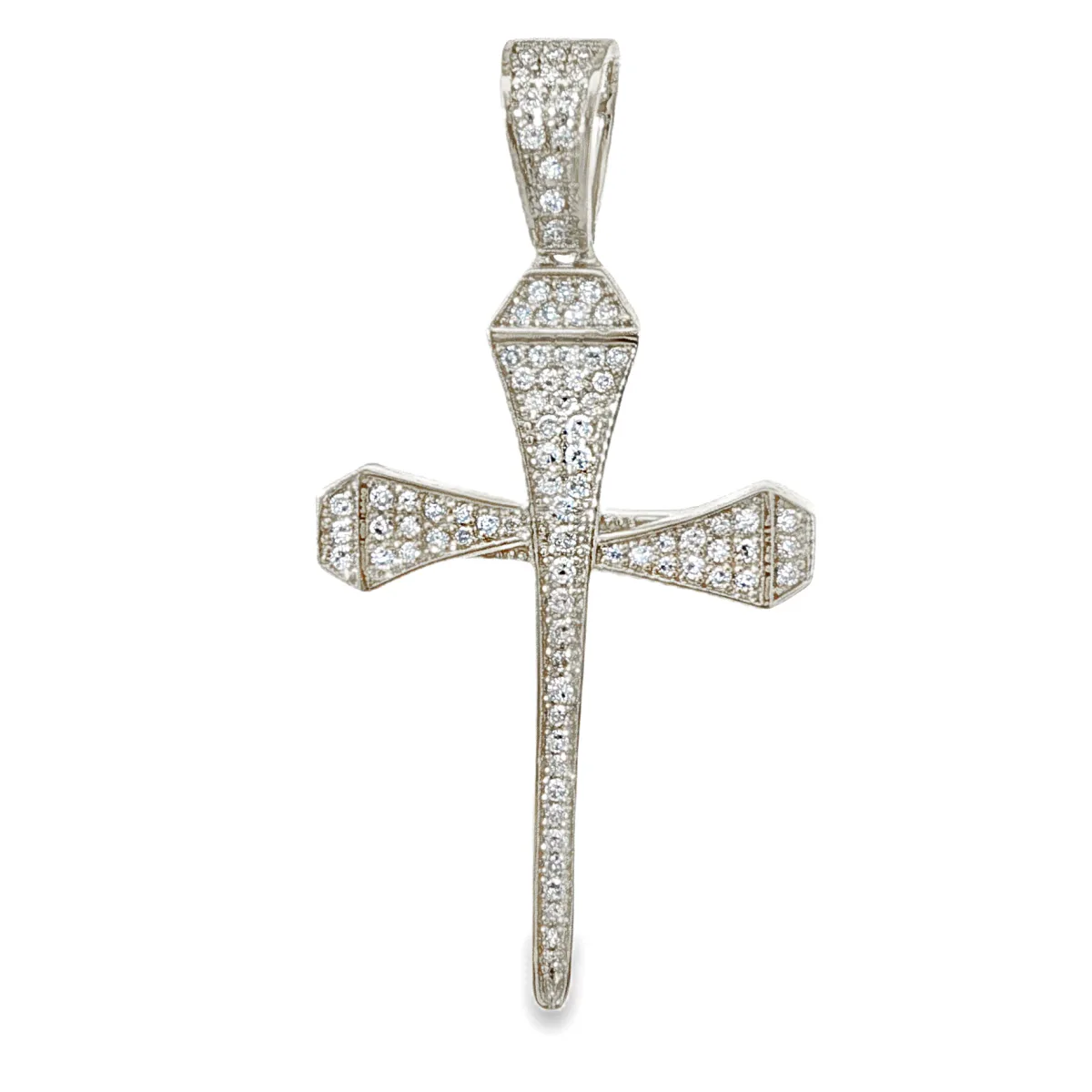 ANNA - SAVIRA (CLOSE OUT) 10K Gold Micro Pave Diamond Small Nail Cross Pendant 63616 in Rose Gold – Pendant