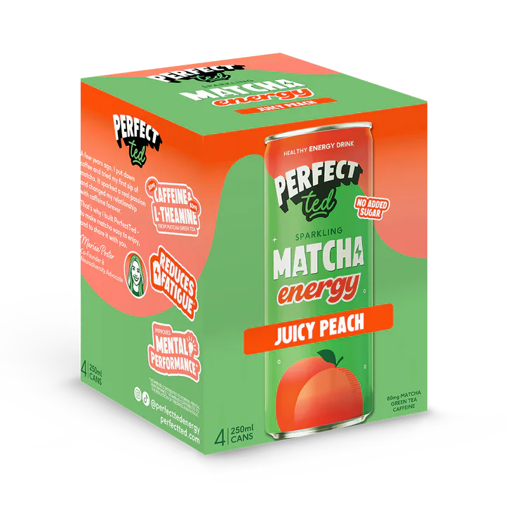 PerfectTed Matcha Energy Juicy Peach 4 x 250 ml