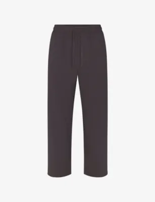 SKIMS Soft-knit lounge straight-leg relaxed-fit cotton-blend jogging bottoms - OBSIDIAN