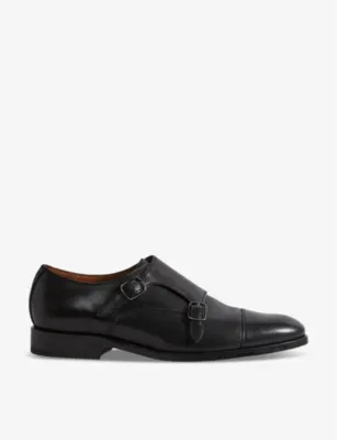 REISS Amalfi double-monk strap leather shoes - DARK BROWN - EUR 43 / 9 UK MEN in BLACK – Mens | Smart shoes | Monk shoes