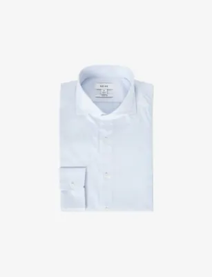 REISS Storm Reg Long-Sleev Cotton-Twill Shirt - SOFT BLUE