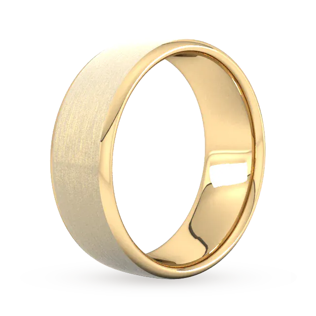 For Him 8mm Slight Court Heavy Matt Finished Wedding Ring In 18 Carat Yellow Gold detail 2
