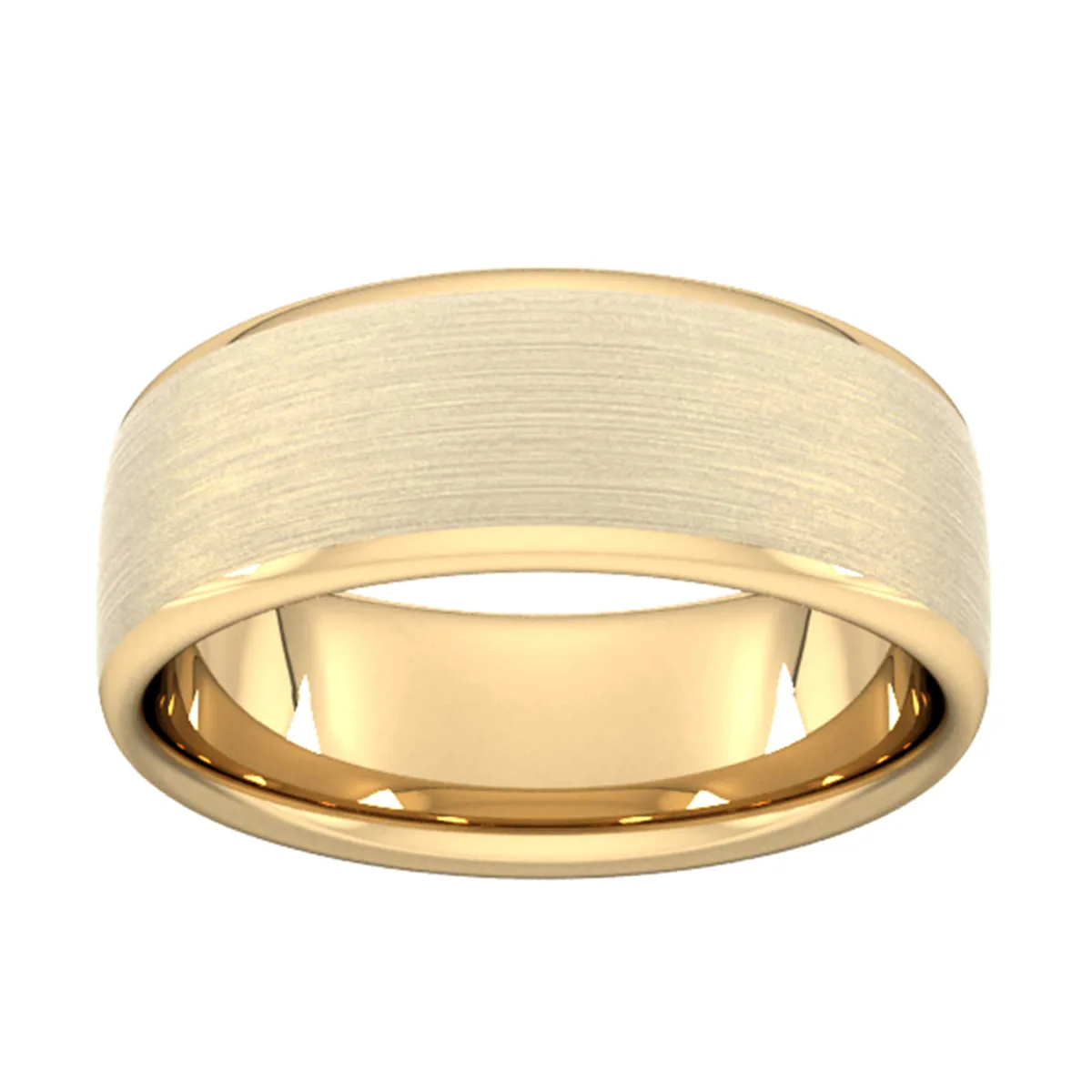 For Him 8mm Slight Court Heavy Matt Finished Wedding Ring In 18 Carat Yellow Gold
