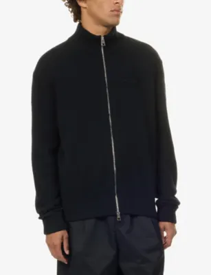 GIVENCHY Zip-Up Wool and Cashmere-Blend Cardigan in BLACK, additional product view 3