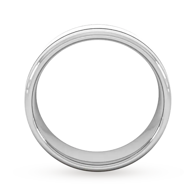 For Him 7mm Slight Court Standard Matt Finish With Double Grooves Wedding Ring In 950 Palladium detail 3