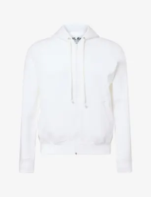 COMME DES GARCONS PLAY Zip-Up Heart-Motif Back Jersey Hoody - BLACK detail 2