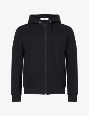 COMME DES GARCONS PLAY Zip-Up Heart-Motif Back Jersey Hoody - BLACK