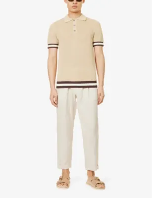 CHE Quinn stripe-trimmed cotton-knit polo shirt detail 2