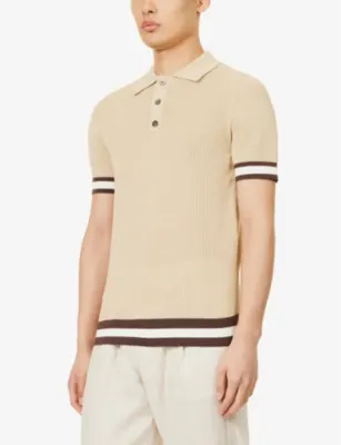 CHE Quinn stripe-trimmed cotton-knit polo shirt detail 3