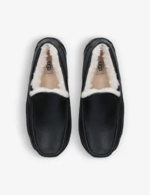 UGG Ascot shearling-lined leather slippers - EUR 40 / 6 UK MEN in BLACK, additional product view 2