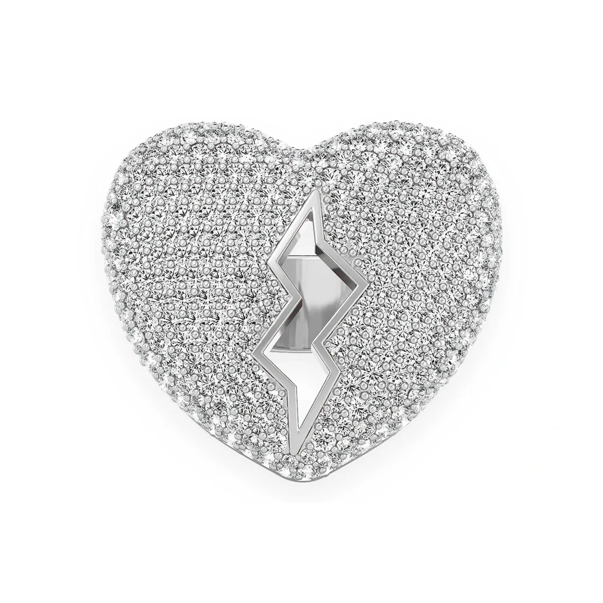 For Him Broken Heart Signet Ring in White Gold / Natural Diamond – Ring