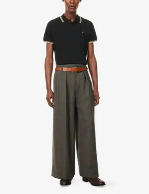 VIVIENNE WESTWOOD Classic-Collar Knitted Cotton Polo T-Shirt detail 2
