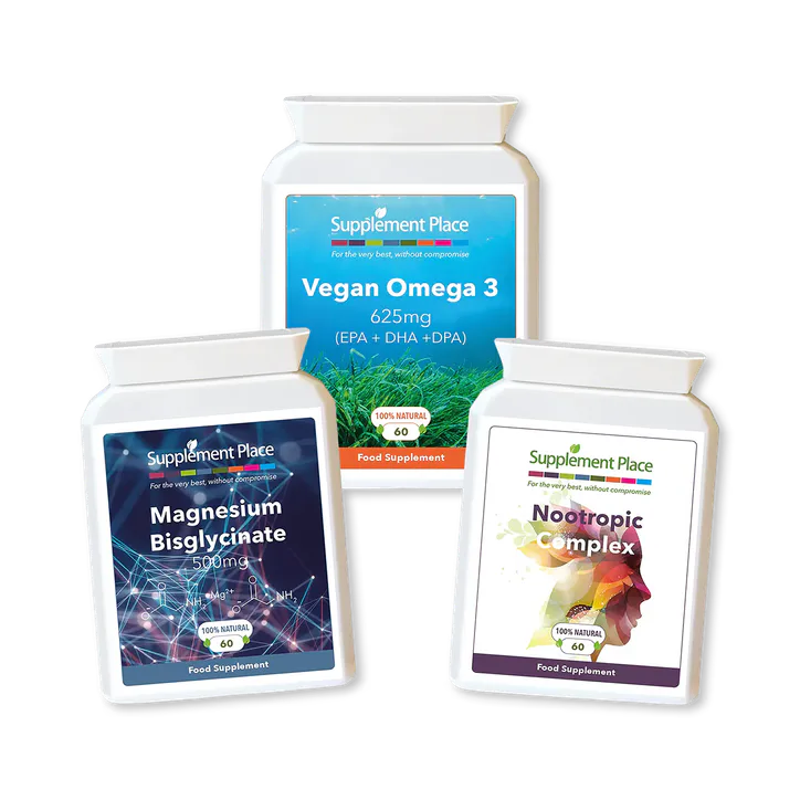 Supplement Place Brain Bundle | Nootropic Complex, Magnesium, Omega 3 | A Months' Supply