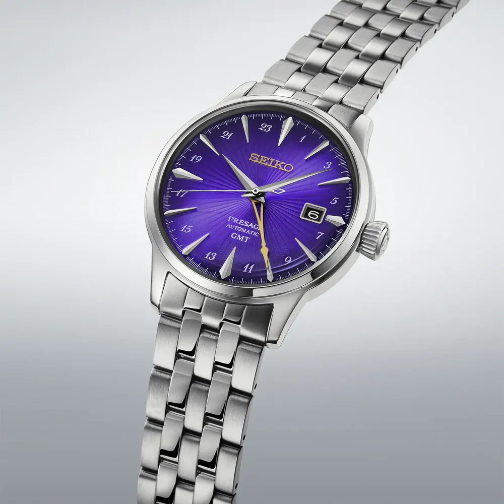 Seiko Presage Presage Cocktail Time 145th Anniversary GMT Limited Edition 40.5mm Mens Watch Edo Purple detail 3