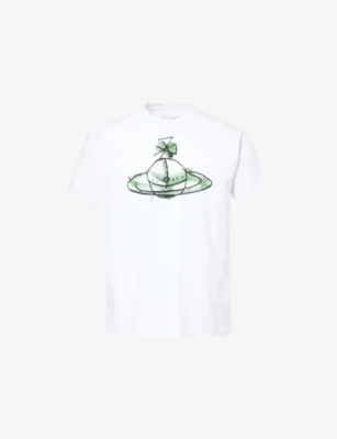 VIVIENNE WESTWOOD Drawn Orb Crewneck Cotton-Jersey T-Shirt - BLACK detail 2