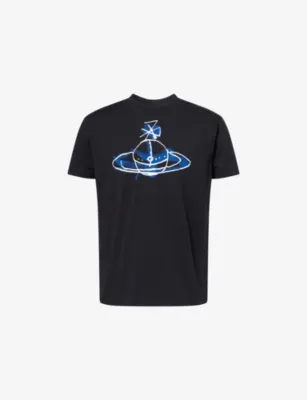 VIVIENNE WESTWOOD Drawn Orb Crewneck Cotton-Jersey T-Shirt - BLACK