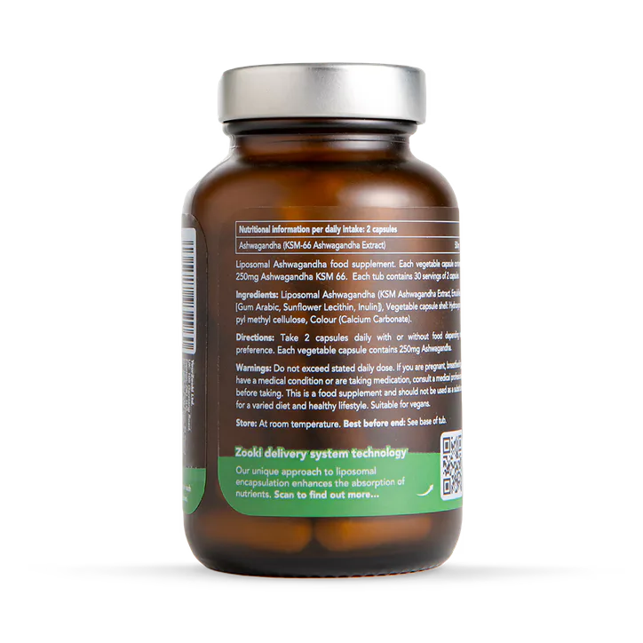 Zooki Liposomal Ashwagandha KSM-66 500mg 60 Capsules detail 2