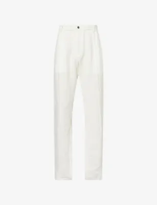 EMPORIO ARMANI Straight-Leg Mid-Rise Linen Trousers