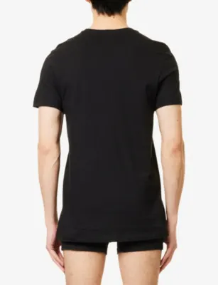 CALVIN KLEIN Crewneck Logo-Embroidered Pack Of Three Cotton-Jersey T-Shirts detail 3