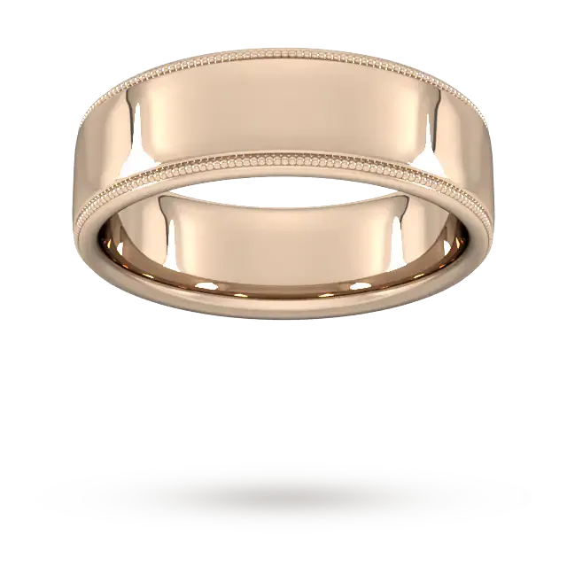 For Him 7mm Traditional Court Standard Milgrain Edge Wedding Ring In 18 Carat Yellow Gold
