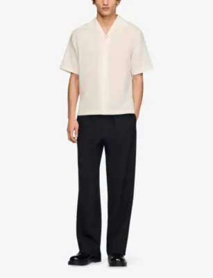 SANDRO Short-Sleeved Cotton and Linen Shirt detail 2