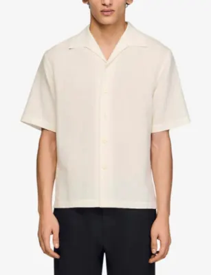 SANDRO Short-Sleeved Cotton and Linen Shirt detail 3