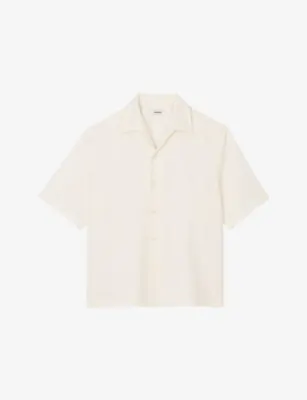 SANDRO Short-Sleeved Cotton and Linen Shirt