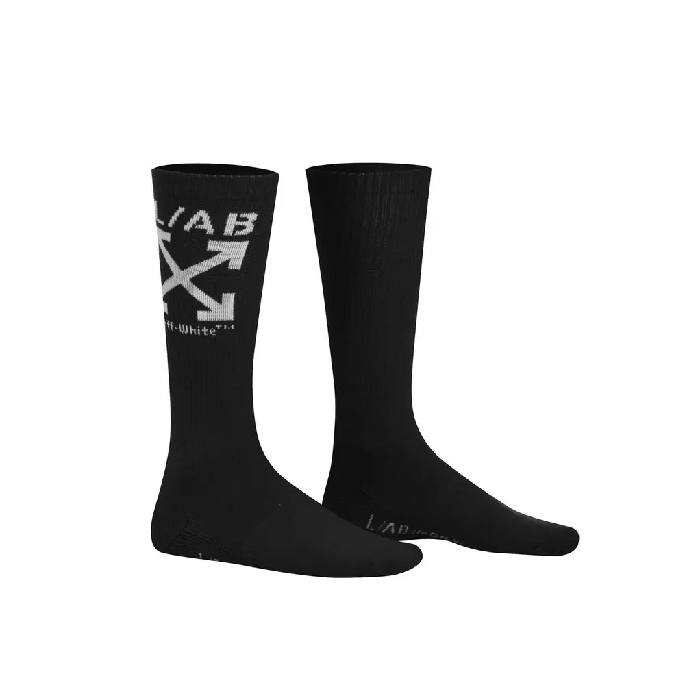 L AB Off White Men's Arrow Mid-Calf Cotton Crew Socks detail 2