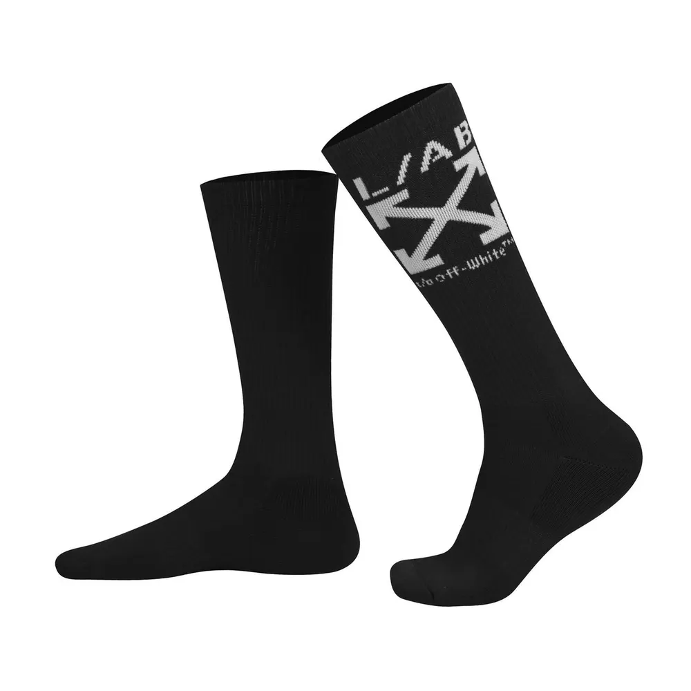 L AB Off White Men's Arrow Mid-Calf Cotton Crew Socks