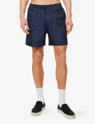 CARHARTT WIP Slater Floral Swim Trunks in Vestige Blue, additional product view 3