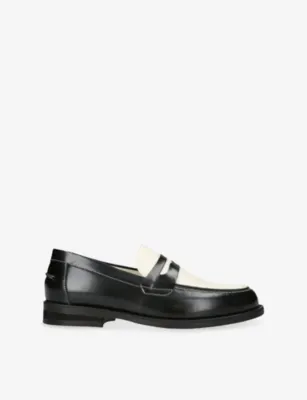DUKE & DEXTER Wilde penny leather loafers - EUR 45 / 11 UK MEN in BLK/WHITE – Mens | Loafers
