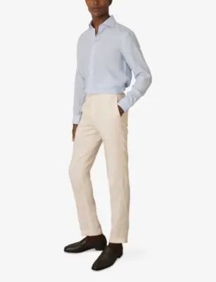 REISS Ruban Cutaway-Collar Stripe Linen Shirt detail 2