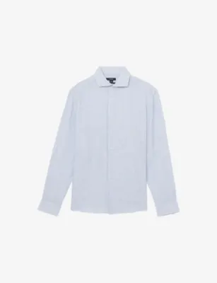 REISS Ruban Cutaway-Collar Stripe Linen Shirt