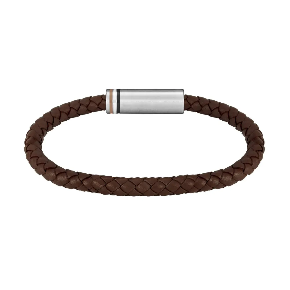 BOSS Gents BOSS Brown Braided Leather Bracelet detail 3