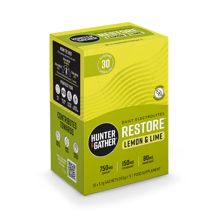 Hunter & Gather Restore Electrolytes Lemon & Lime 30 x 5.1g Sachet