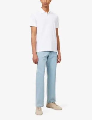 DUNHILL Ad Cypher Pique Short-Sleeve Cotton Polo Top detail 2