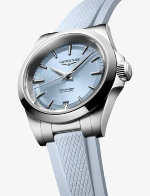 LONGINES L3.430.4.92.9 Conquest Stainless-Steel Rubber Strap 34mm Automatic Watch detail 2