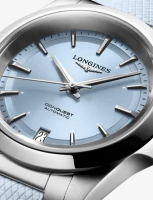 LONGINES L3.430.4.92.9 Conquest Stainless-Steel Rubber Strap 34mm Automatic Watch detail 3